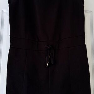 Black Tie Waist Romper with Back Button Closure | Large